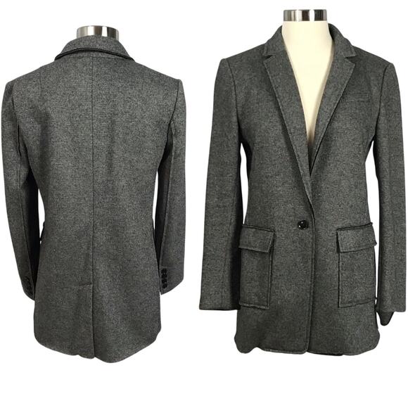 Banana Republic Textured Knit Boyfriend Blazer Charcoal Gray Jacket Wool 4P - Picture 1 of 6